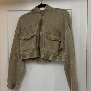 Urban Outfitters Olive Cropped Utility Jacket